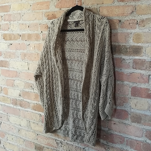 Dana Buchman Beige Crochet Open Front Sweater - XL - Picture 3 of 7
